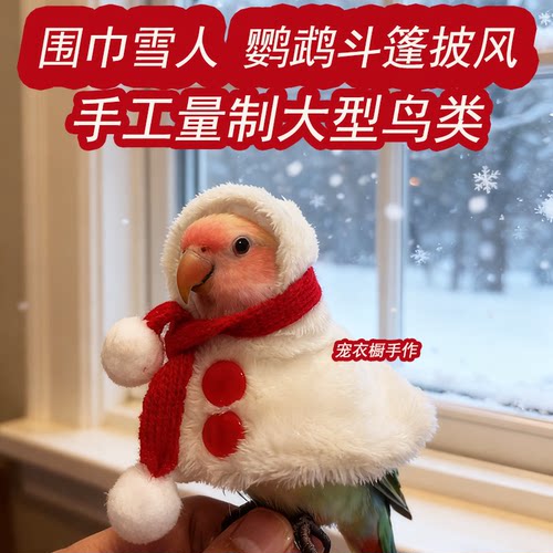 雪人围巾鹦鹉斗篷小鸟专用外出服