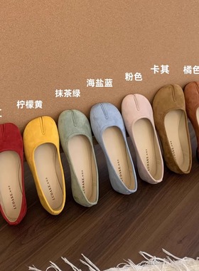 分趾猪蹄鞋早春红色包鞋女平底新款覆古温柔仙女风一脚蹬豆豆鞋子