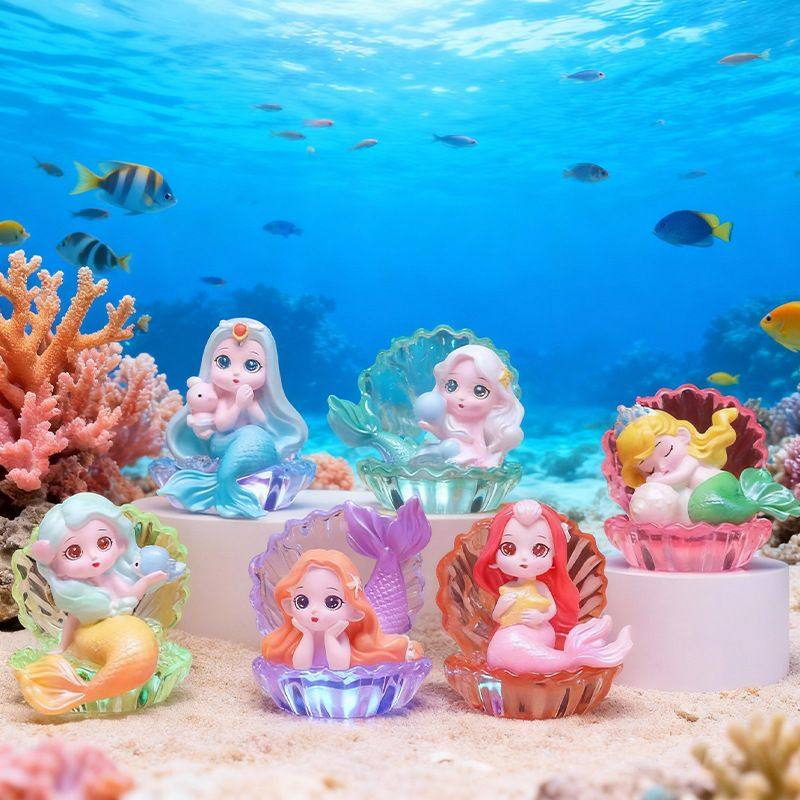 新款美人鱼公主海洋系列发光盲盒摆件儿童公仔玩具桌面装饰品,模玩/动漫/周边/娃圈三坑/桌游,潮玩盲盒,淘宝优惠券,粉丝福利购,淘宝优惠卷