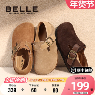 百丽童鞋女童复古勃肯鞋2025春秋新款中大童时尚单鞋儿童小皮鞋