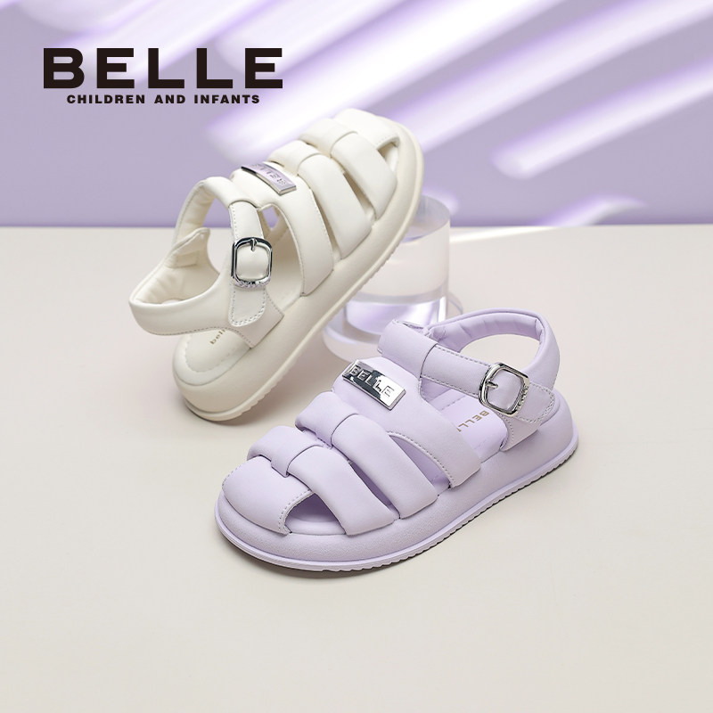 百丽童鞋女童包头鞋夏季新款小女孩公主鞋儿童面包鞋宝宝软底凉鞋