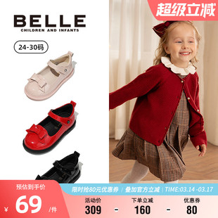 百丽童鞋软底皮鞋秋季时尚百搭单鞋小女孩洋气公主鞋英伦风宝宝鞋