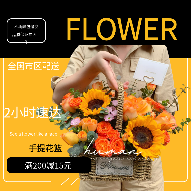青岛武汉南京威海乔迁开业手提花蓝生日混搭花束鲜花同城速递