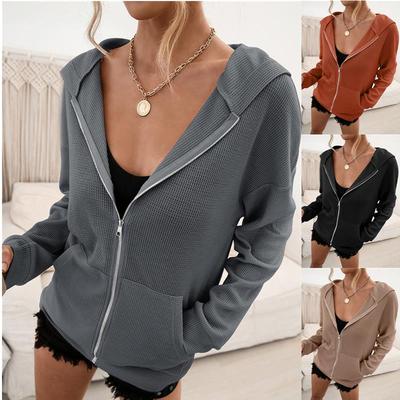 2021Casual women hoodie zipper cardigan jacket tops 休闲外套