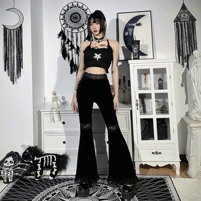 Lace splicing slim fitting dance pants for women蕾丝舞蹈长裤
