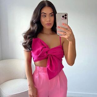 and vest top with top夏蝴蝶结吊带背心细肩带露背 Bow strap