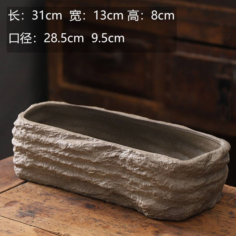 創(chuàng)意銅錢草專用花盆無孔水培陶瓷睡蓮?fù)肷徱蝗~蓮水仙大號(hào)仿石頭盆
