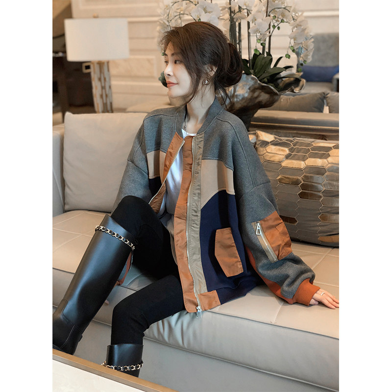 休闲棒球服外套女短款宽松大码夹克爆款欧货潮春秋2022新款欧洲站