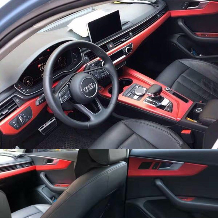 适用于17-19款奥迪a4l改装内饰贴纸A5中控台排挡装饰改色汽车贴膜