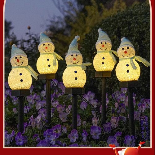 跨境圣诞灯串太阳能户外庭院灯雪人地插灯户外防水圣诞节日装饰灯