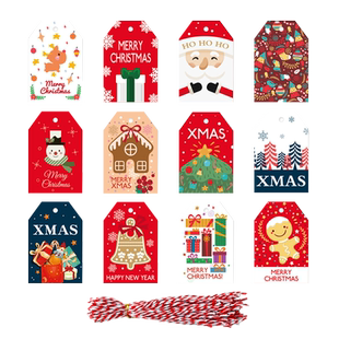 圣诞贺卡英文merry christmas许愿卡吊卡树圣诞树装饰挂件挂饰吊牌圣诞装饰伴手礼物包装小卡片留言卡感谢卡