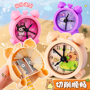 闹钟双孔转笔刀小学生专用手动小型卷笔刀可爱小号削笔刀创意卡通可爱铅笔刀高颜值削笔刀迷你卷笔器手握笔器