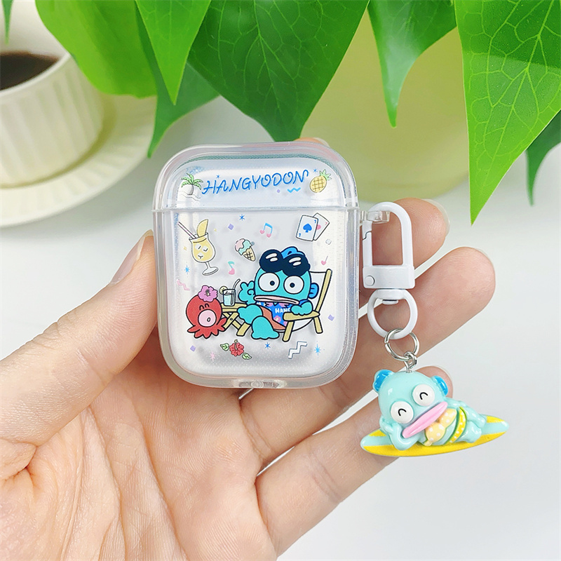 墨镜果汁渔人汉顿丑鱼适用airpods4代耳机套苹果2/3三代AirpodsPro第二代保护壳Pro2软壳卡通情侣透明软壳潮