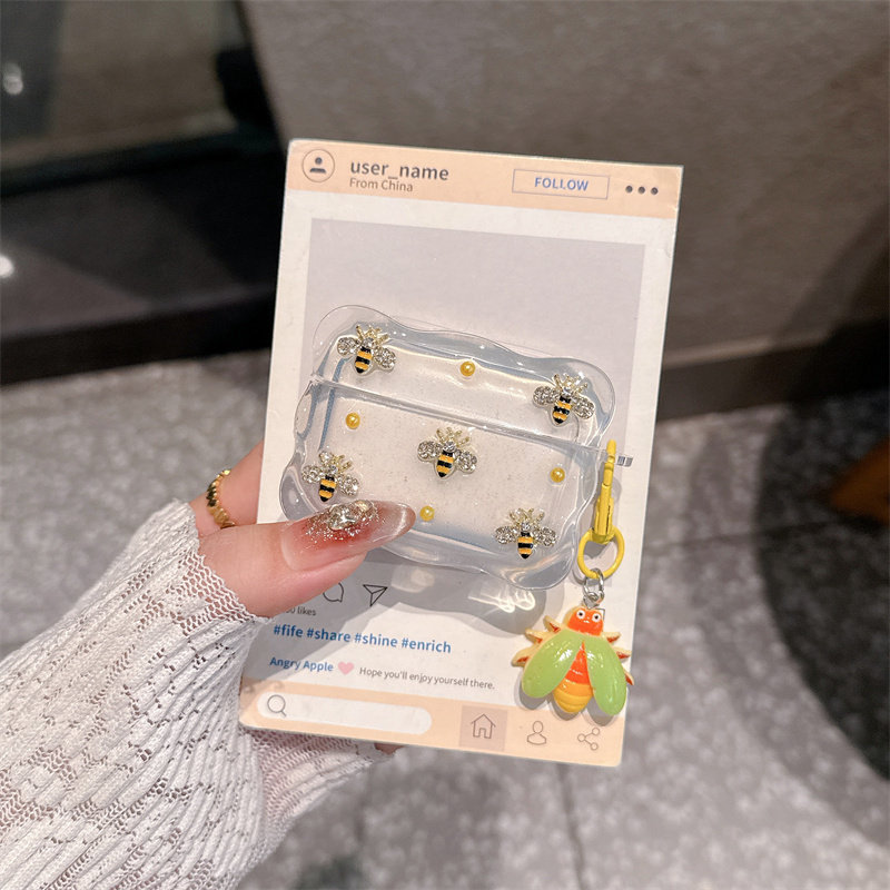 萌系立体小蜜蜂适用airpods4代耳机套苹果2/3三代AirpodsPro第二代保护壳Pro3软壳炫彩蝴蝶轻奢少女滴胶潮