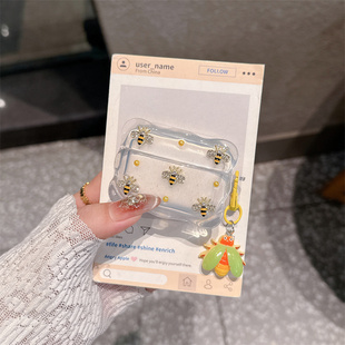 萌系立体小蜜蜂适用airpods4代耳机套苹果2/3三代AirpodsPro第二代保护壳Pro3软壳炫彩蝴蝶轻奢少女滴胶潮