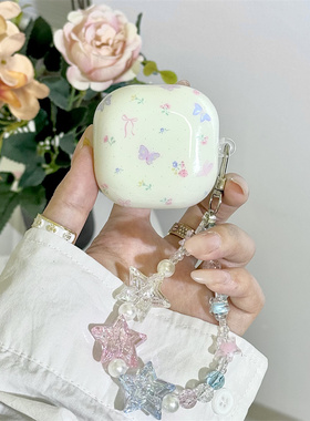 ins春天春野花与蝴蝶适用三星buds2pro保护壳Buds FE蓝牙耳机套live/pro耳机壳3pro保护套少女情侣小清新软壳