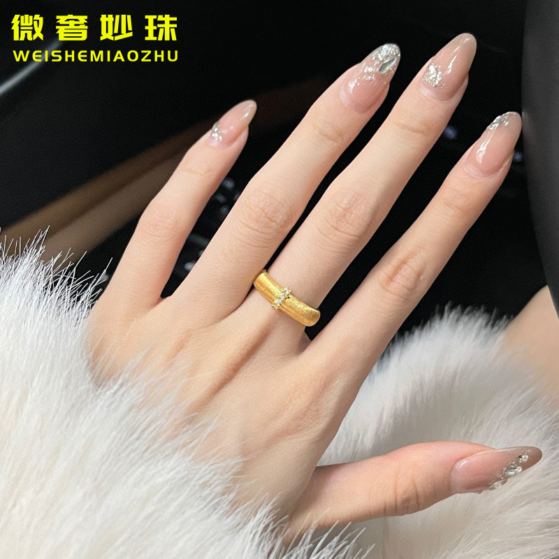 微奢妙珠女款足金黄金戒指
