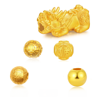黄金转运珠纯金六字真言3D硬足金999手链DIY串珠男女金珠子钱币珠