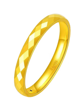 微奢妙珠女足金黄金菱格戒指