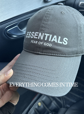 ESSENTIALS男士棒球帽高端品牌深灰色大头围鸭舌帽子遮颧骨显脸小
