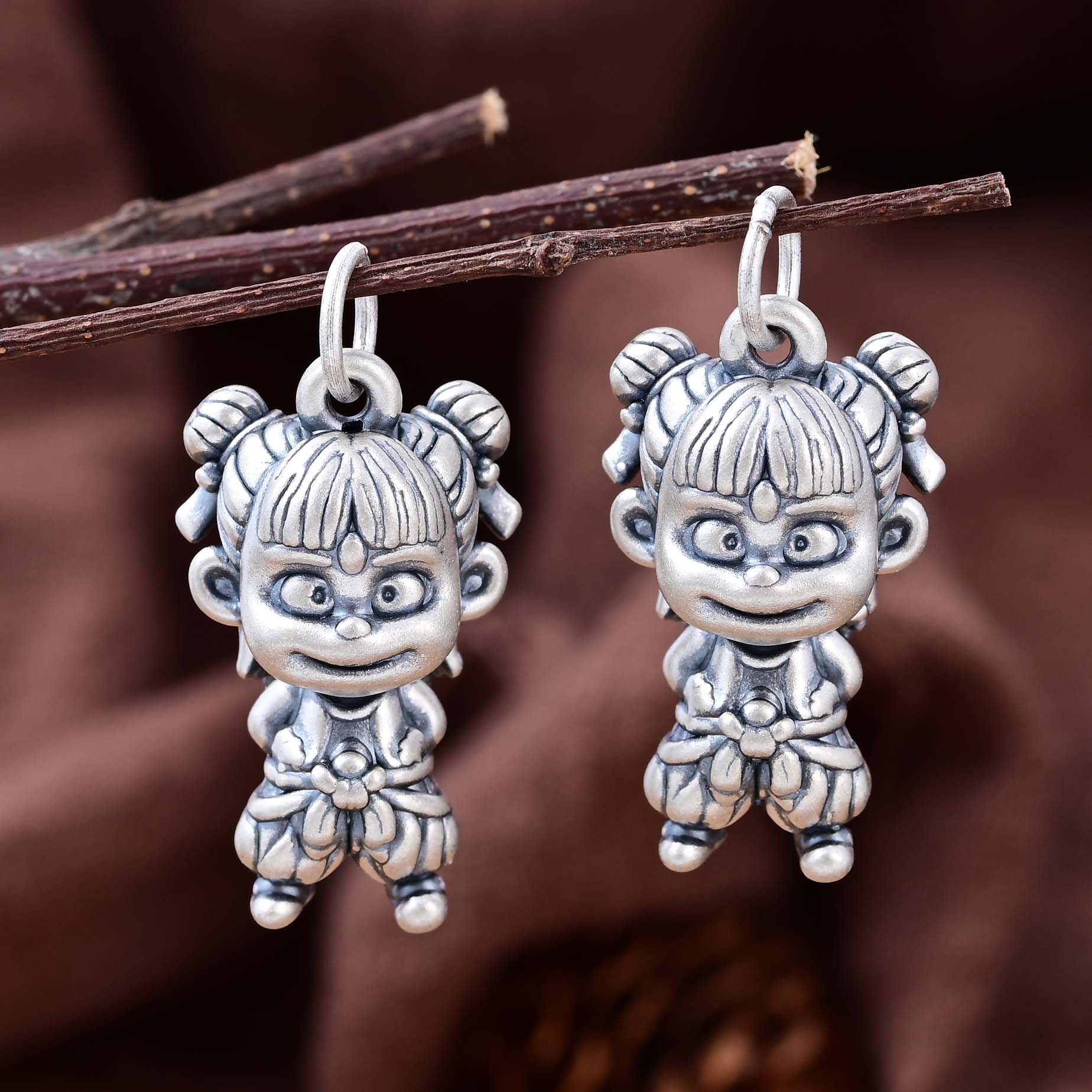 S999足银复古哪吒吊件