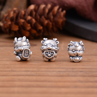 S999足银好寓意如意元 龙年饰品手工配饰DIY手串配件 宝生肖龙隔珠