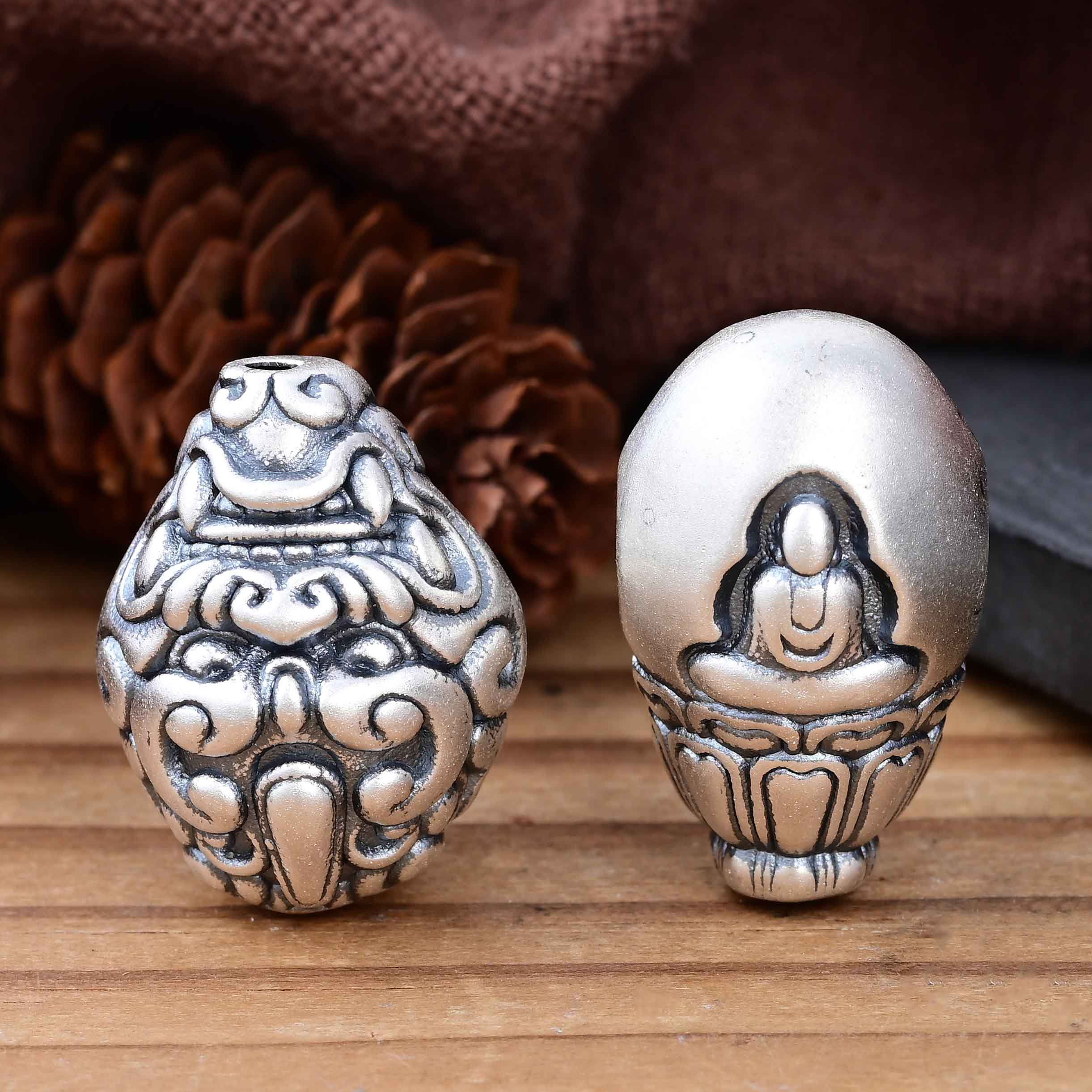 S999足银貔貅无相佛三通隔珠