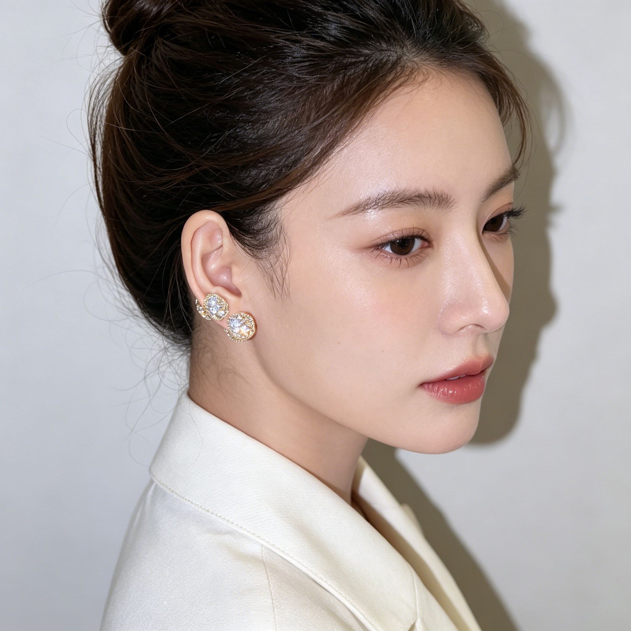 古风配饰耳夹女无耳洞学生党轻奢满钻磁吸耳夹高级感超闪百搭耳环