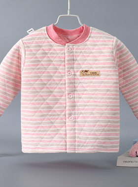 2025儿童秋冬三层夹棉加厚保暖衣宝宝彩棉保暖上衣男女童开衫裤子