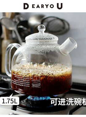 德国进口Trendglas Jena耐热玻璃煮茶壶明火烧水壶煎药壶电陶炉