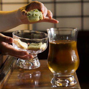 【告别价】日本广田硝子昭和复古矮脚杯琥珀色玻璃甜品布丁芭菲杯