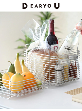 DEARYOU日本进口BE WORTH STYLE304不锈钢储物篮收纳筐厨房置物架