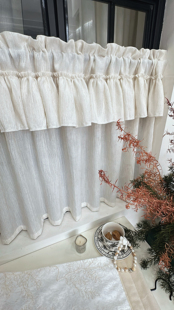 法式美式乡村复古扶风纱棉麻褶皱花边纱半帘橱柜书架遮挡客厅卧室