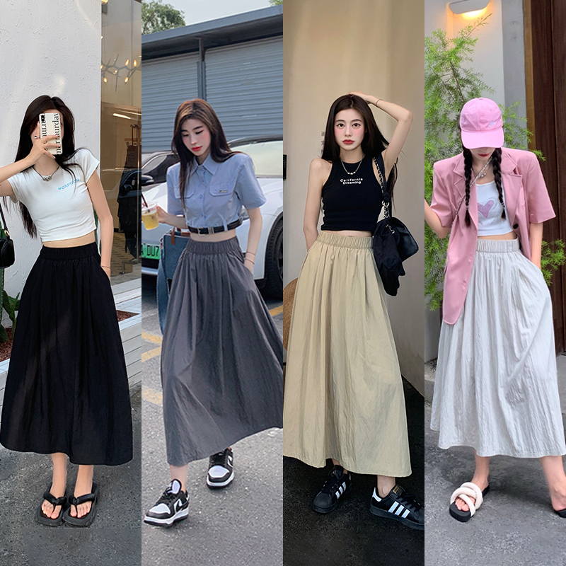 魅织山本裙女薄款肌理感慵懒风日系复古半身裙