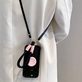 简约黑粉撞色支架适用opporeno15手机壳reno14 12pro斜挎reno11挂绳reno10手提findx9全包A3x防摔A5软A6女