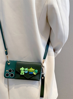 绿色立体大眼仔零钱包适用vivox200s手机壳x300pro斜挎x100/x90背挂绳y500卡通s30全包s20/s19/s18/s17保护套