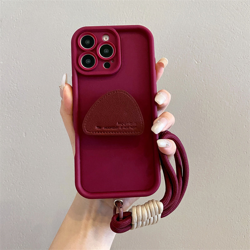酒红皮质支架适用荣耀500手机壳400/300pro新款200荣耀magic7斜挎100背带90手提绳80/70/60防摔x50全包保护壳