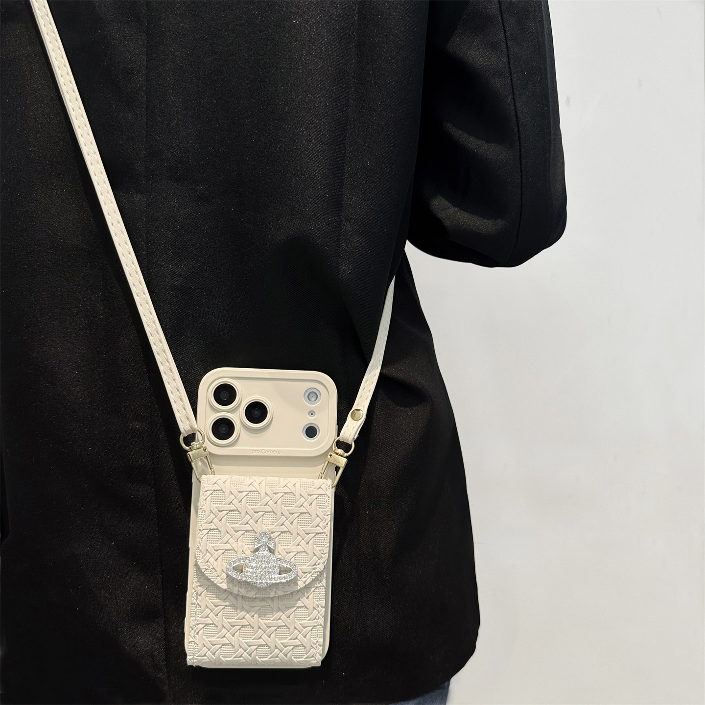 水钻星球零钱卡包斜跨手机壳