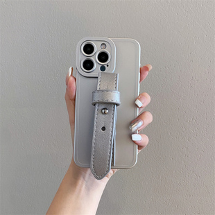 简约银色皮手腕带适用华为pura70pro手机壳pura80pro硅胶p60简约mate70/60pro个性nova14/13/12/11便携防摔套