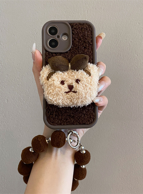 秋冬蝴蝶结小熊适用华为pura70pro手机壳mate70/60pro创意pura80个性p60毛绒nova15/14/13卡通400荣耀500手链