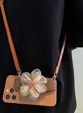 卡其色纱花手腕带适用vivox200s手机壳x300pro斜跨背带x100/x90个性s20/s19/s18/s17/s16女s30防摔y500保护壳