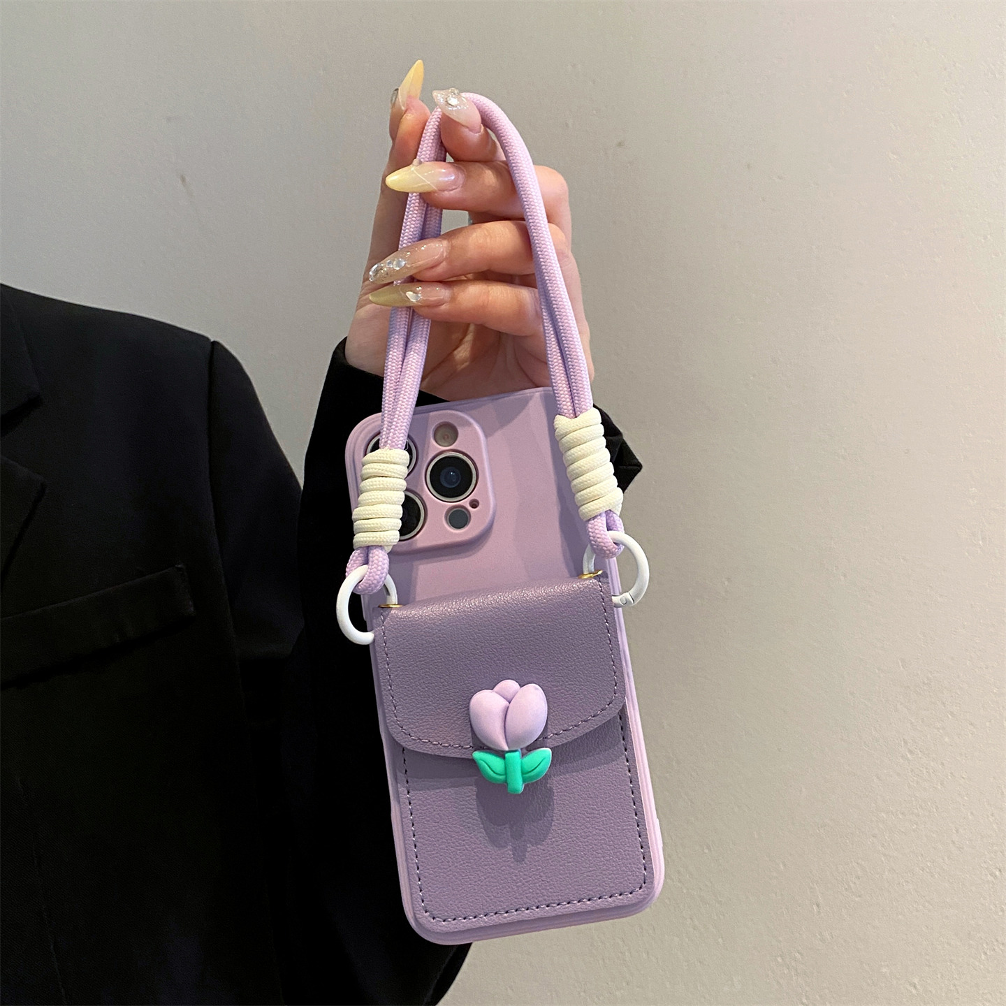 小清新立体郁金香卡包腕带手机壳