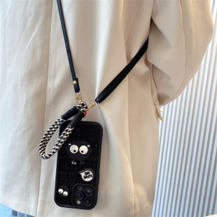 创意卡通黑煤球腕带适用华为mate80/70pro手机壳pura70秋冬pura80pro新款pura70可爱p60全包nova14/13/12女款