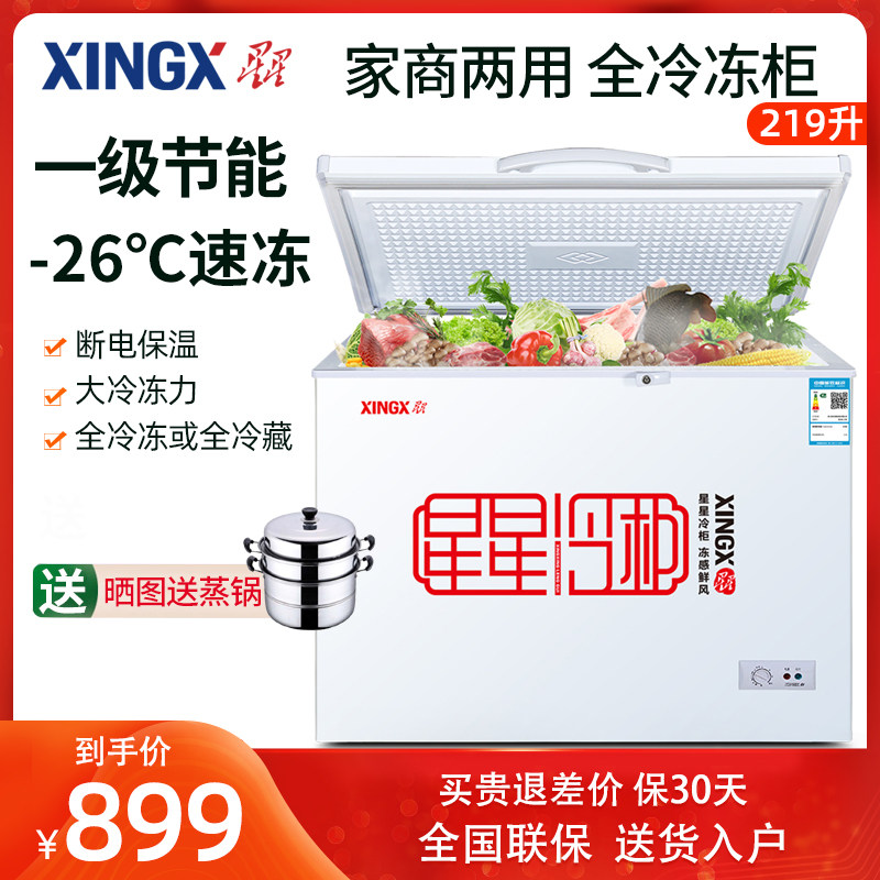 XINGX/星星 BD/BC-219E 小冰柜家用小型全冷冻商用大容量冰箱冷柜