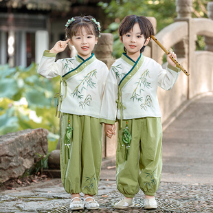 中国风古装 男女童汉服春秋套装 幼儿园儿童宝宝古风民族演出服唐装