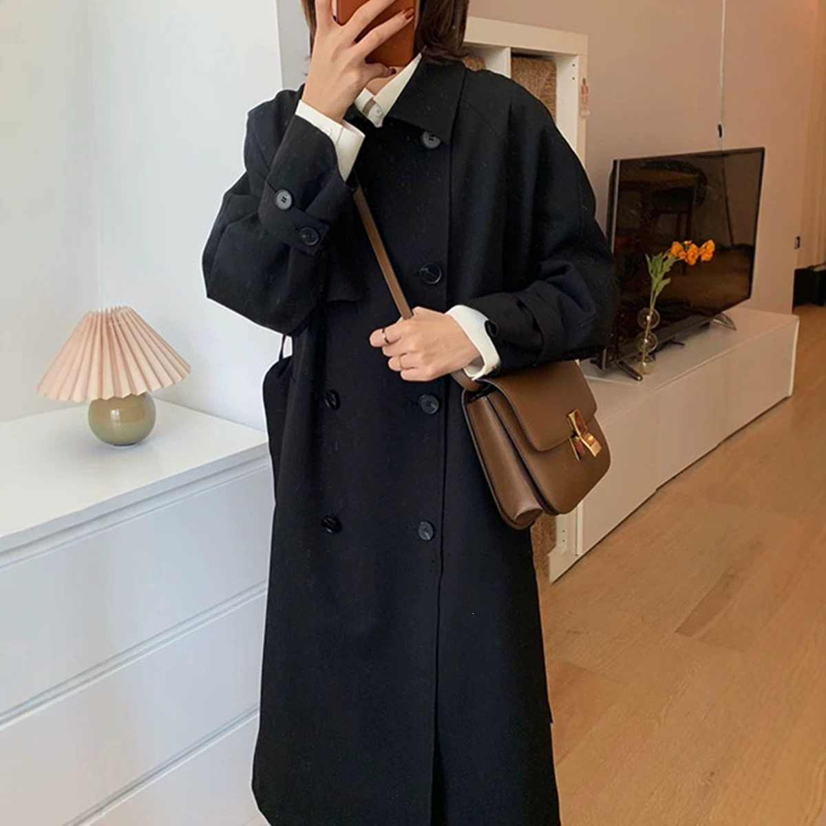 卡其色风衣外套女2026春秋新款小个子韩系中长款感大衣英伦风