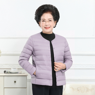 内胆圆领大码 羽绒服女中老年妈妈无领短款 白鸭绒可内穿 轻薄款 新款