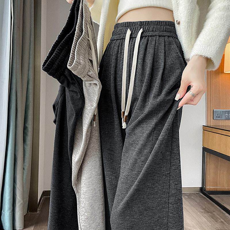 灰色运动裤女春秋款休闲裤子2026新款卫裤小个子直筒裤窄版阔腿裤