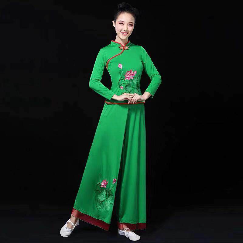 新款广场舞套装大妈舞蹈秧歌服杨丽萍古典腰鼓服扇子舞喜庆成人服