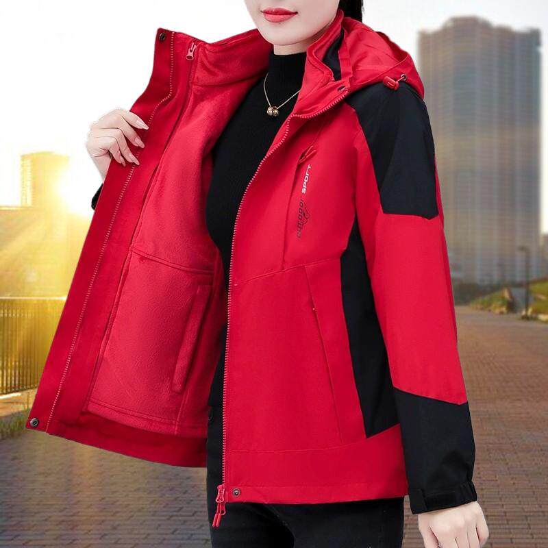 三合一可拆卸冲锋风衣女士2026新款秋冬季加绒加厚户外抓绒衣外套